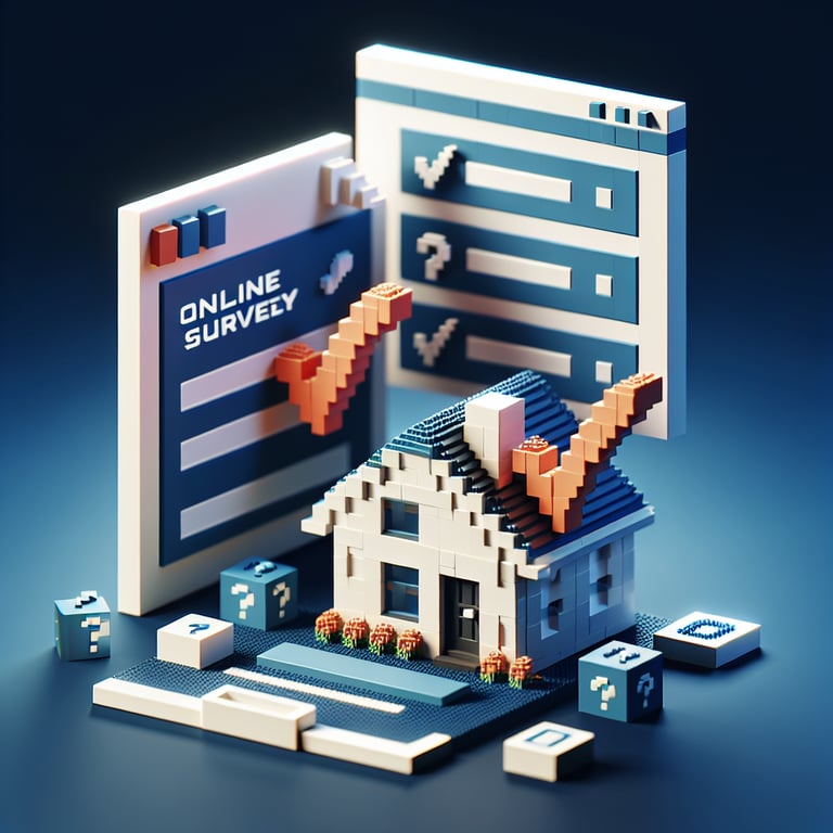3D voxel art showcasing a creative voxel representation of housing survey interviews
