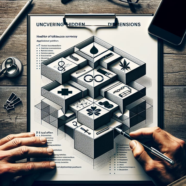 Illustration of topics to address in a Tobacco Use survey, revealing hidden dimensions.