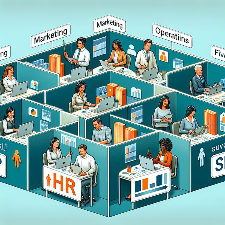 Illustration depicting a guide to effective Interdepartmental survey questions