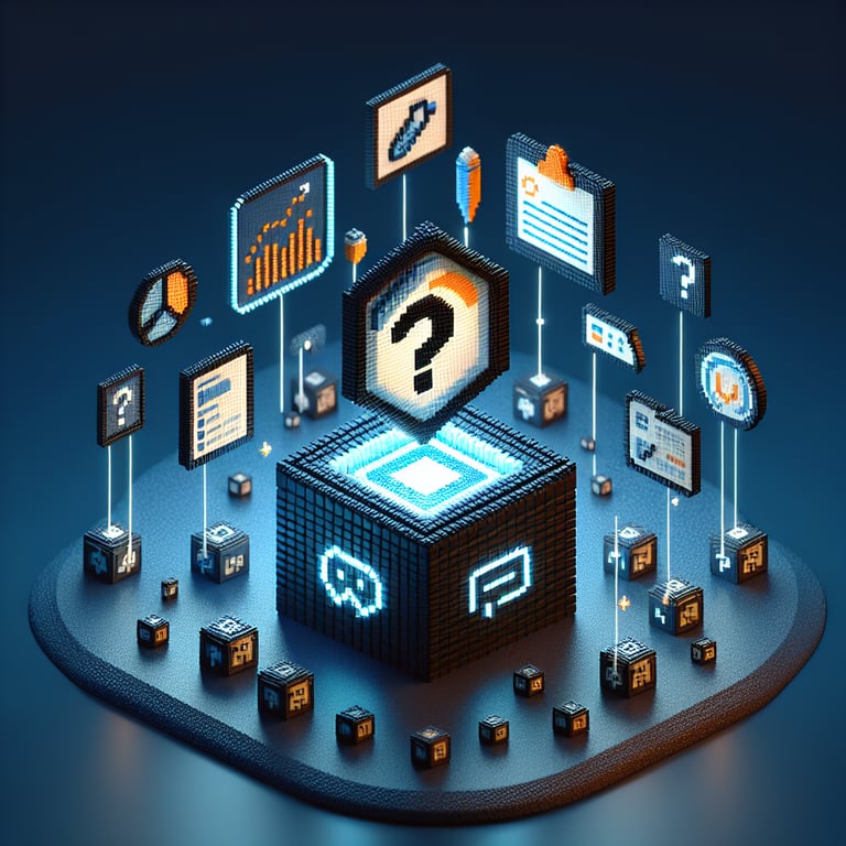 artistic 3D voxel blockchain survey mosaic