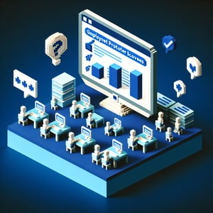 3D voxel art depicting online surveys, symbolizing employee net promoter score surveys.