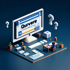 3D voxel art showcasing the concept of free educational survey templates on a dark blue background.