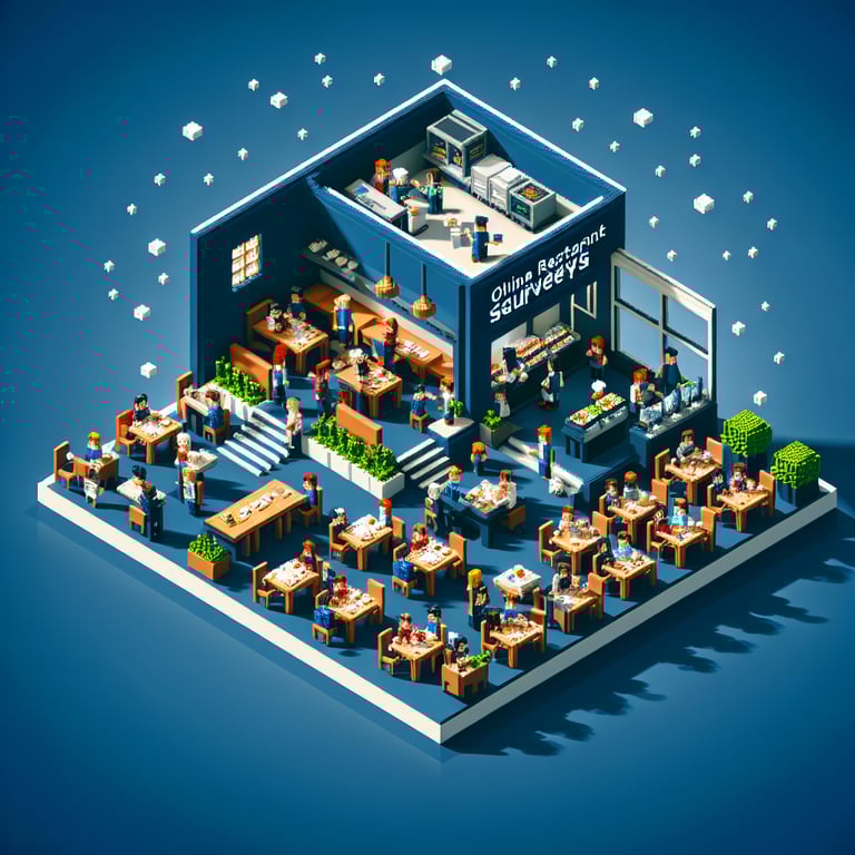 Artistic 3D voxel cube featuring dining experience poll patterns