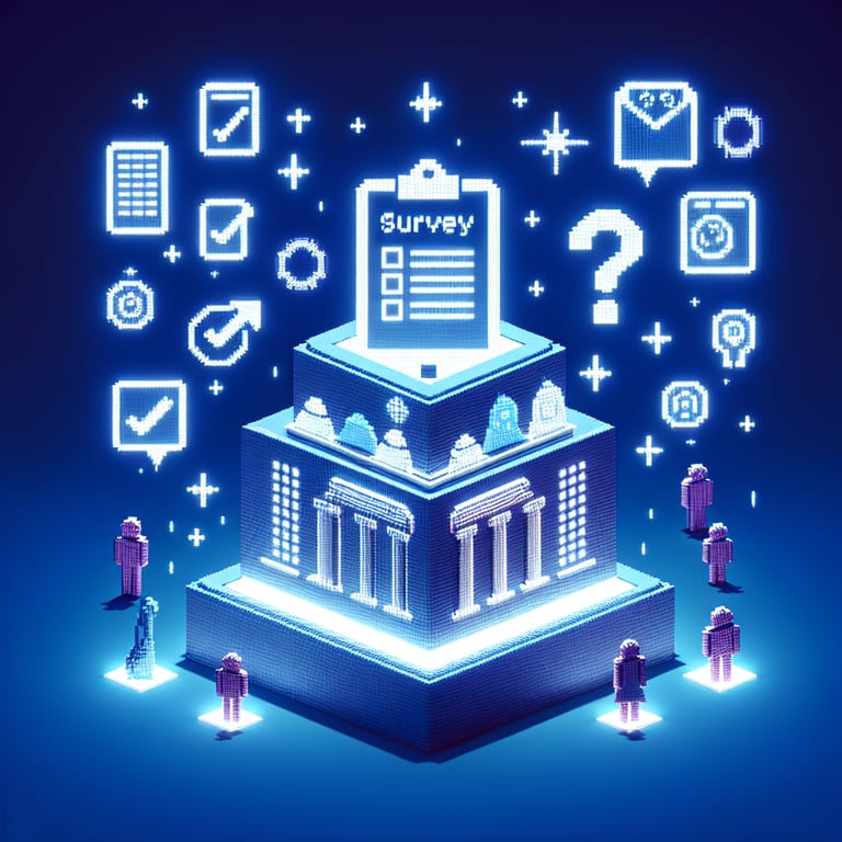 Artistic 3d voxel showing campus event feedback questionnaire