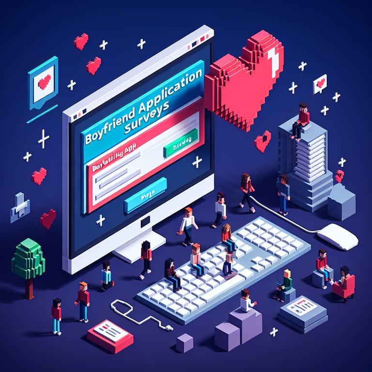 Artistic 3D voxel design of a boyfriend application questionnaire