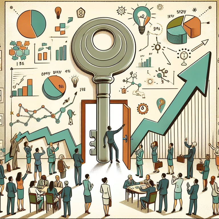 Illustration showcasing the concept of unlocking success with effective Annual Business survey questions.