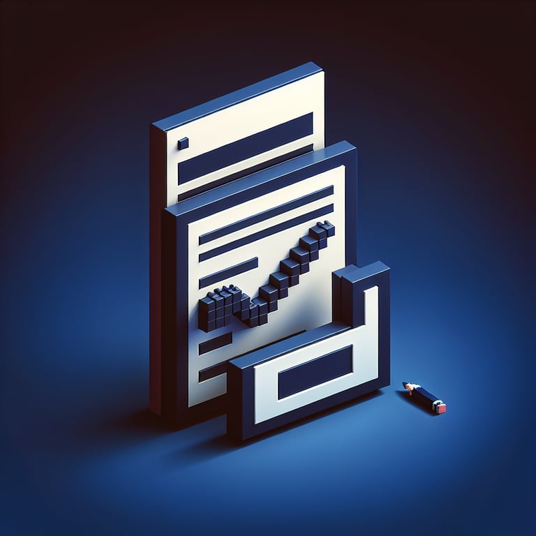 3D voxel art illustrating survey question data flow