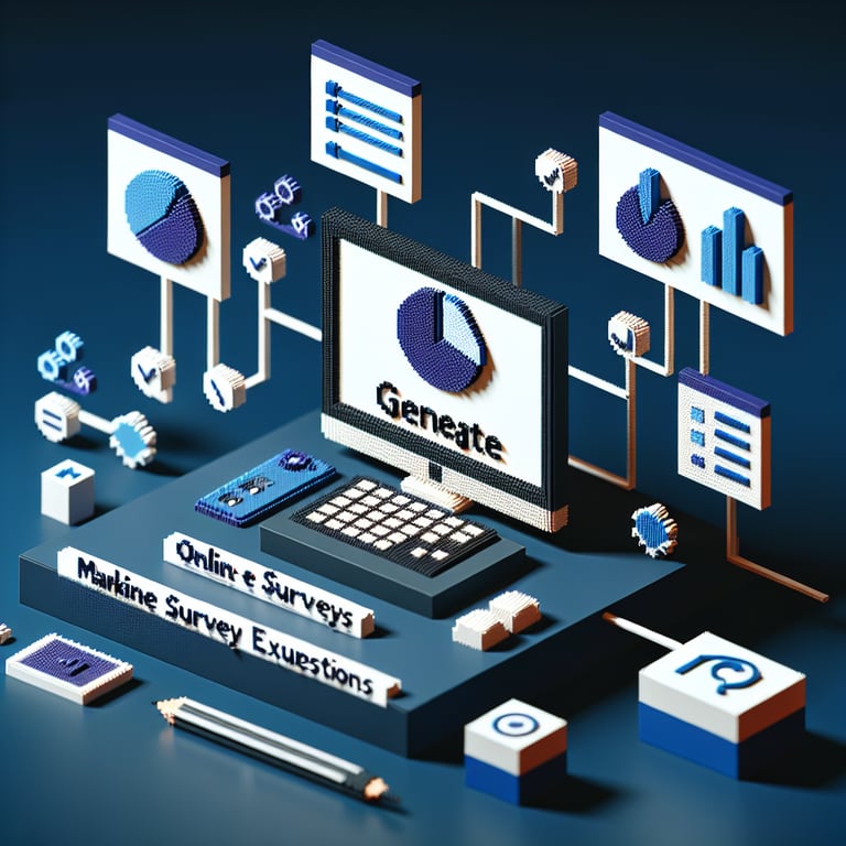 Artistic 3d voxel capturing marketing questionnaire flow