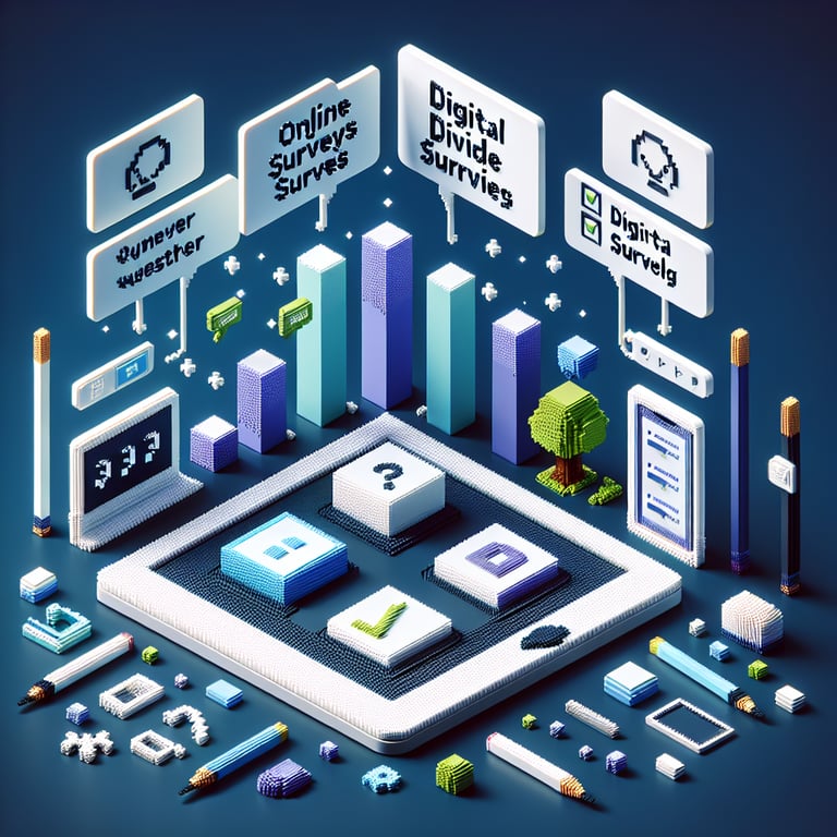Artistic 3D voxel representation of digital inclusion survey themes