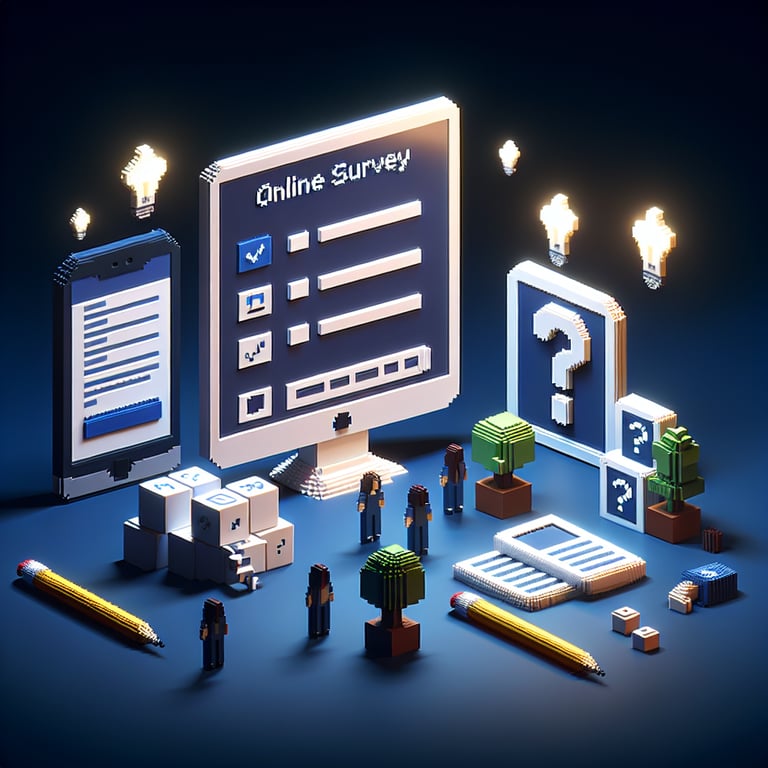 3D voxel art portraying employee health and safety questionnaire