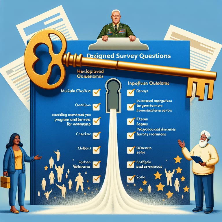 Illustration demonstrating the use and impact of Veteran survey questions.