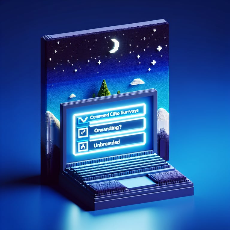 Artistic 3D voxel illustrating leadership survey workflow