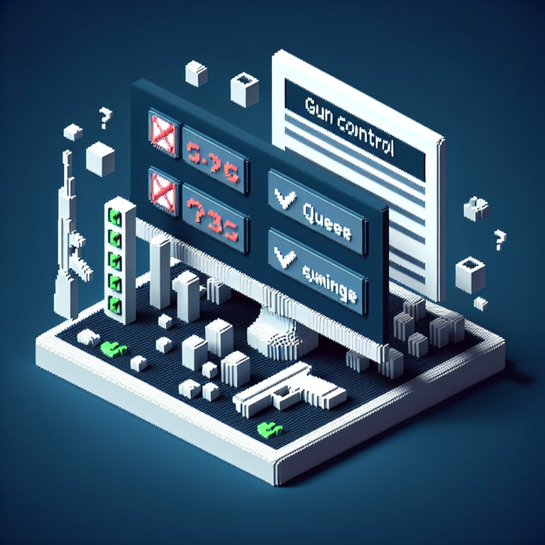 Voxel art depicting a digital firearm regulation survey