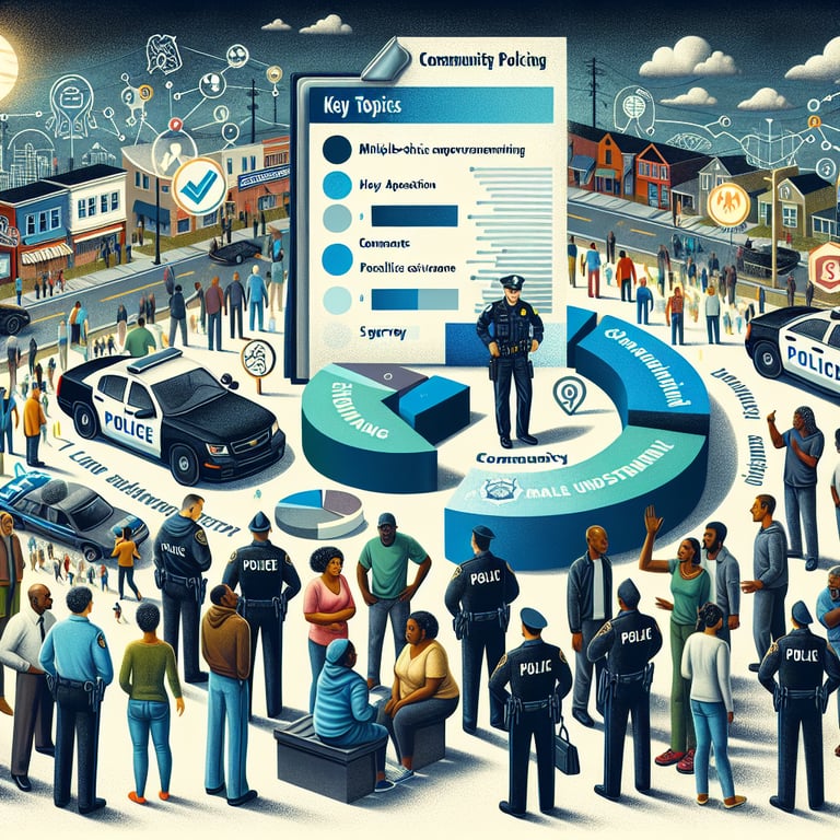 Illustration highlighting key topics in Community Policing survey questions.