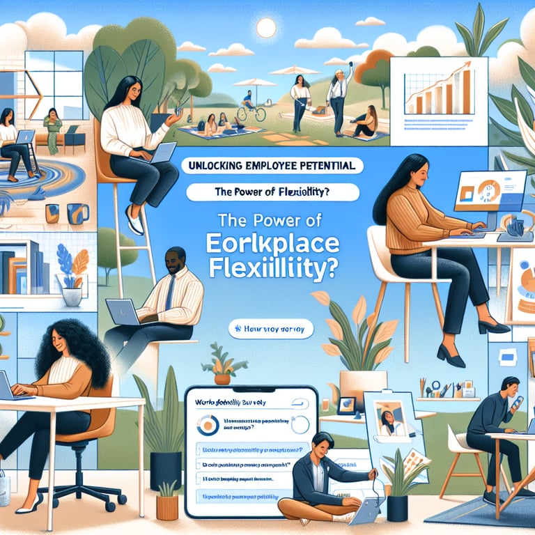 Illustration showcasing the concept of unlocking employee potential through Workplace Flexibility survey questions.