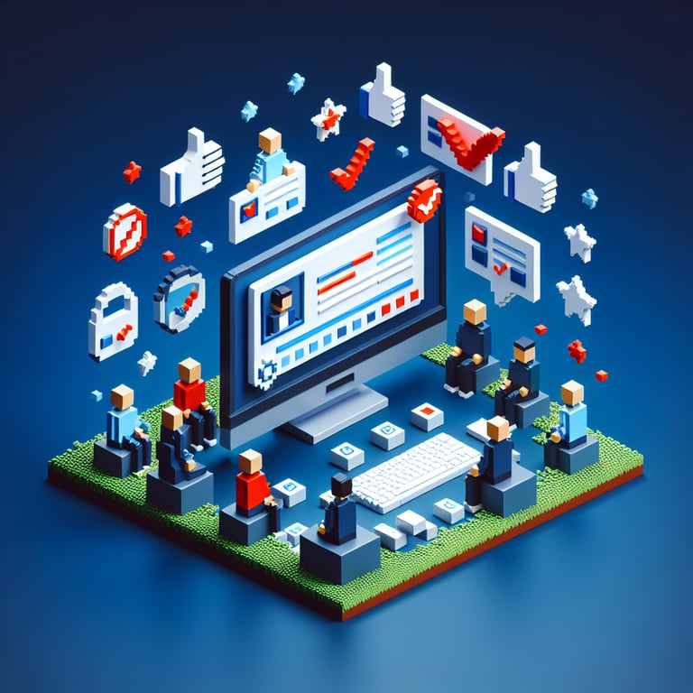 Artistic 3D voxel of product feedback survey cycle