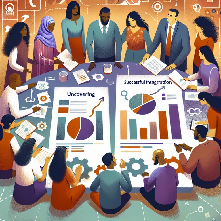 Illustration representing Immigrant Survey survey questions aimed at successful integration.