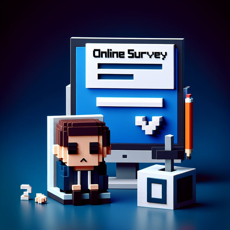 Artistic 3D voxel visualization of a flawed electoral questionnaire