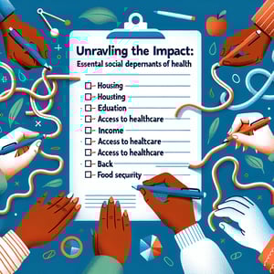 Illustration representing essential Social Determinants of Health survey questions to ask