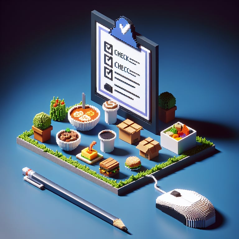Artistic 3D voxel of diner satisfaction survey interface