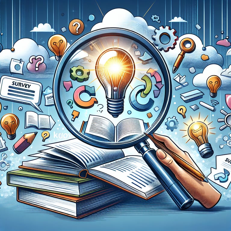 Illustration showing the process of choosing relevant topics for effective study survey questions.