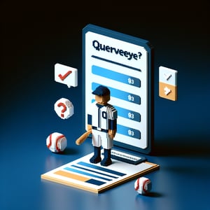 3D voxel art of online survey icons, symbolizing baseball coaching effectiveness survey.