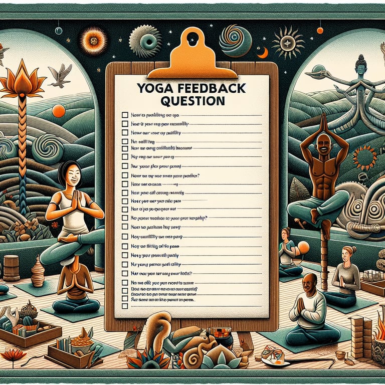 Illustration highlighting crucial topics in Yoga Feedback survey questions.