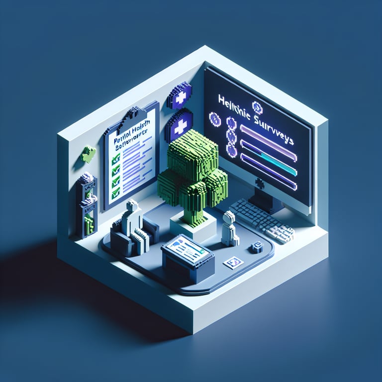 Artistic 3D voxel depiction of mental health patient feedback loops
