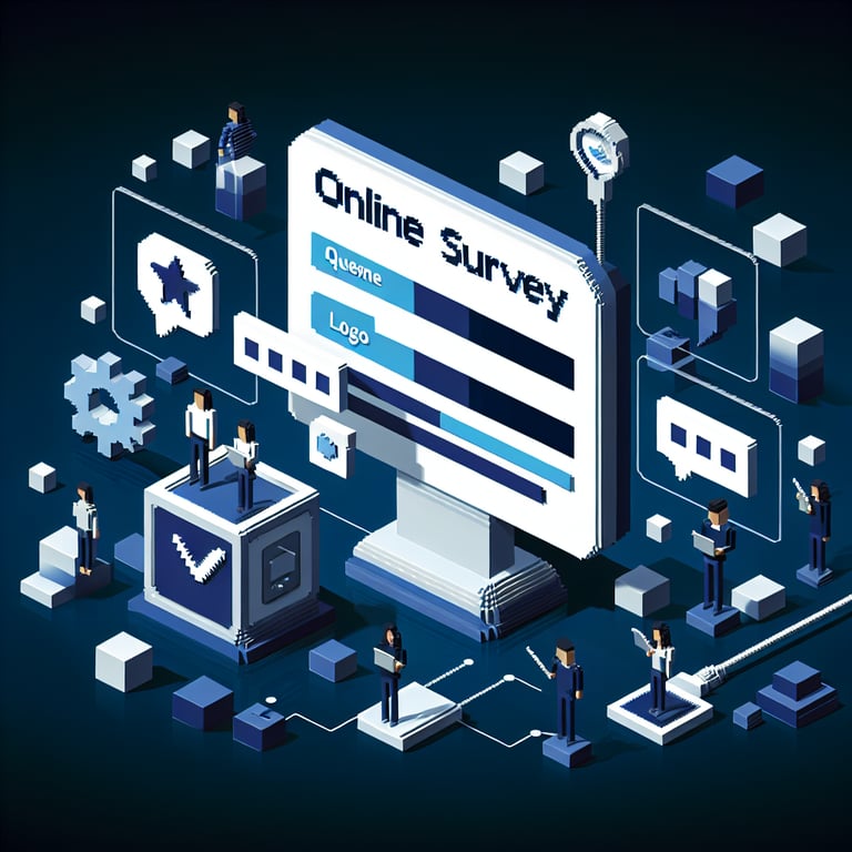 Artistic 3D voxel of IT customer satisfaction survey process