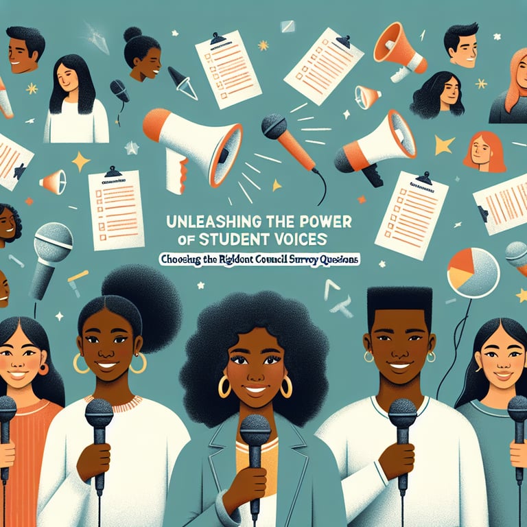 Illustration depicting the selection of effective Student Council survey questions.