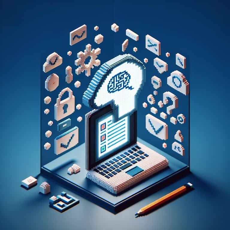3D voxel art illustrating the concept of online surveys for developmental psychology research.