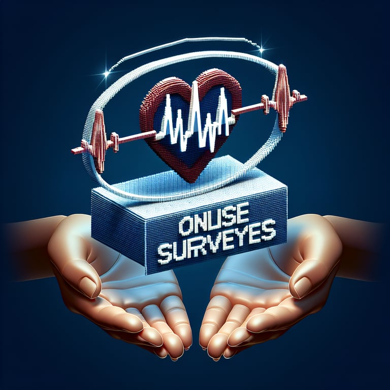 3D voxel art depicting online surveys on a dark blue background, symbolizing pulse survey examples.
