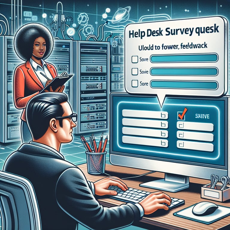 Illustration depicting the power of IT Help Desk survey questions