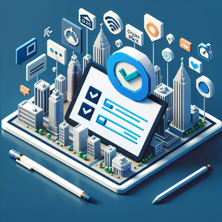 Creative 3D voxel representation of city branding survey