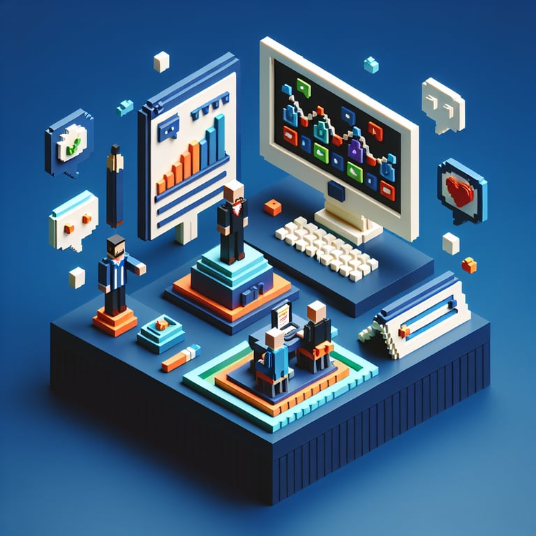 Vibrant 3D voxel highlighting teaching evaluation survey