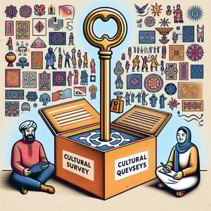 Illustration demonstrating the concept of unlocking cultural insights through appropriate cultural survey questions.