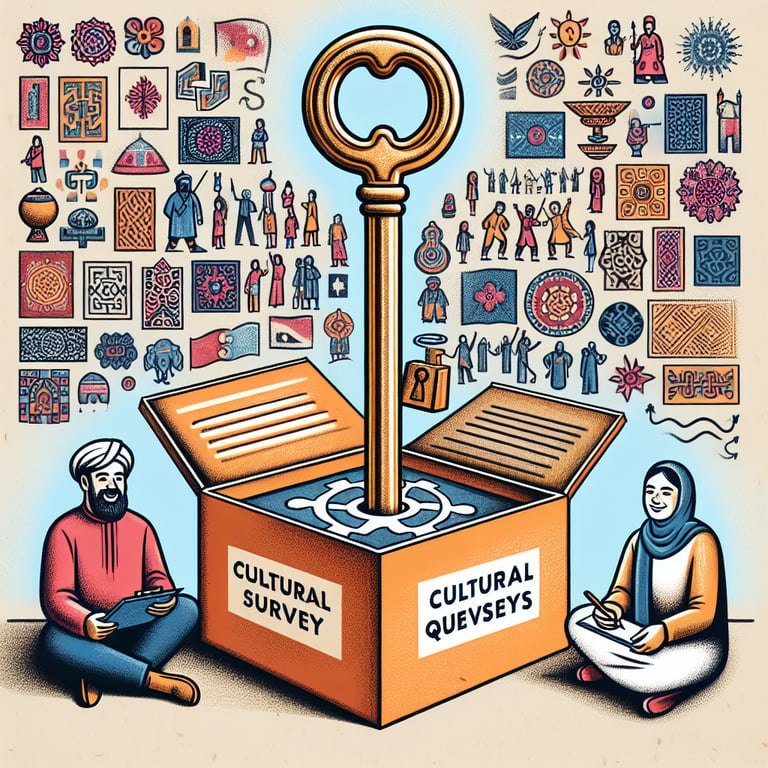 Illustration demonstrating the concept of unlocking cultural insights through appropriate cultural survey questions.