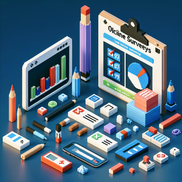 Creative 3D voxel depiction of a tobacco usage poll interface