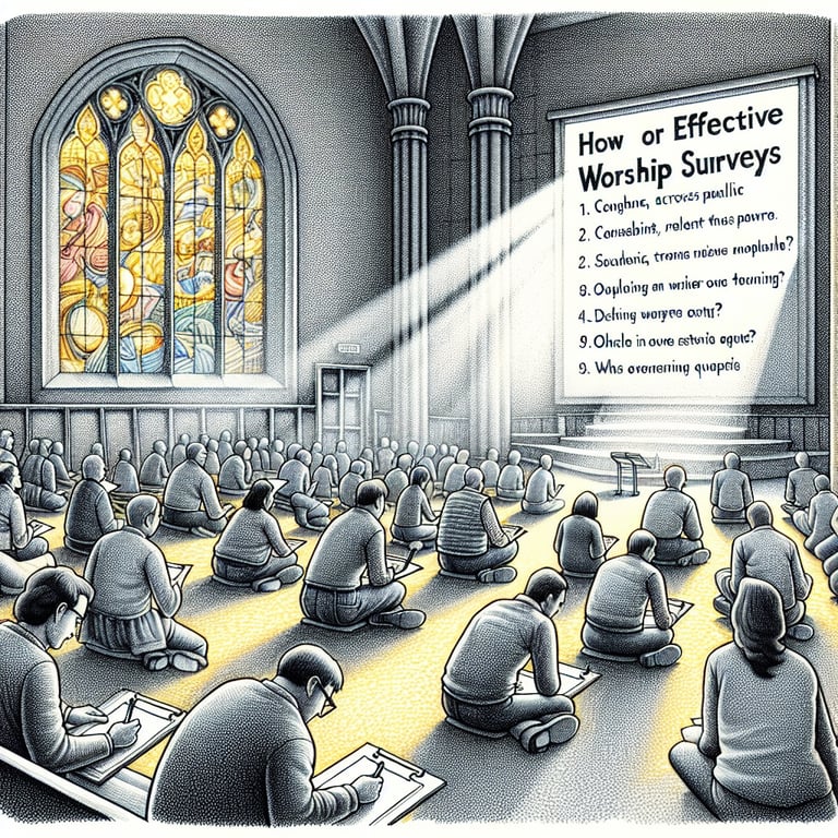 Illustration depicting the mastery of crafting impactful worship survey questions.