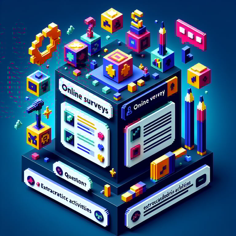 Artistic 3D voxel art reflecting student club engagement survey