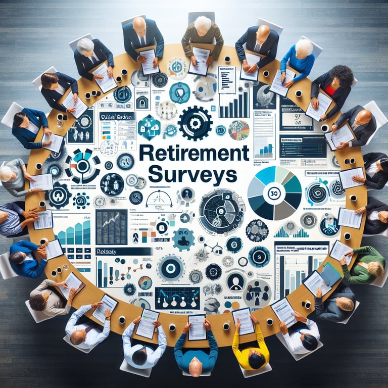 Illustration highlighting critical topics in retirement survey questions.