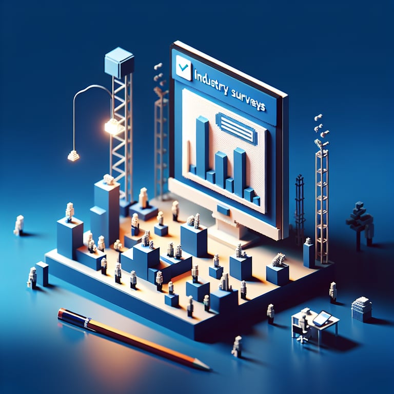 3D voxel illustration of survey data collection and industry analysis