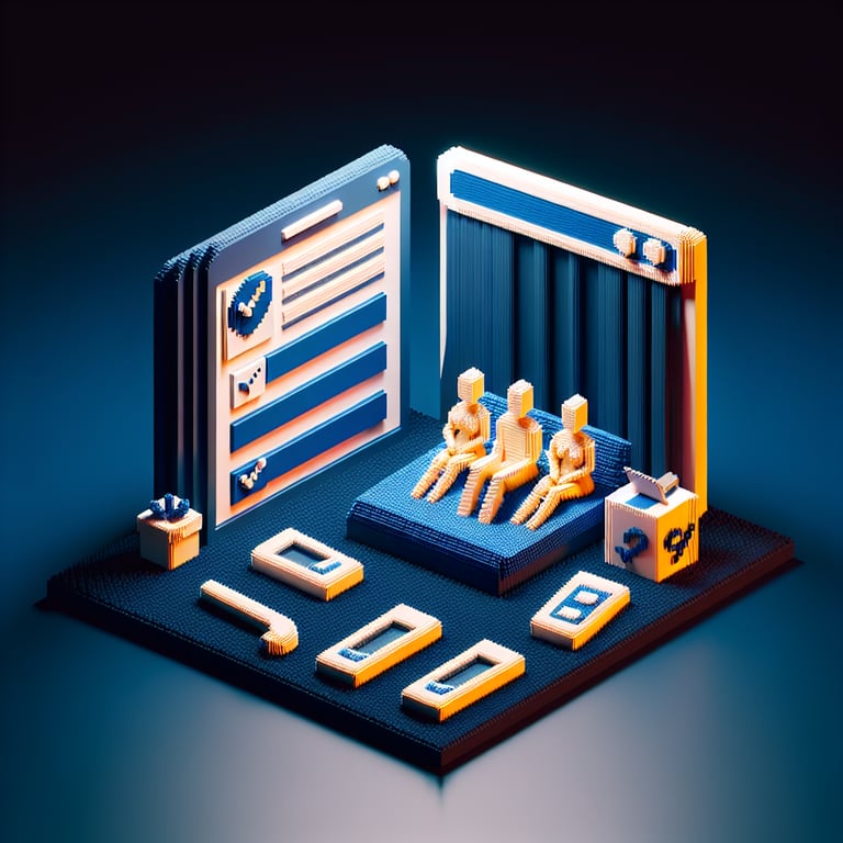 Creative 3D voxel art of a sample sexual orientation survey instrument