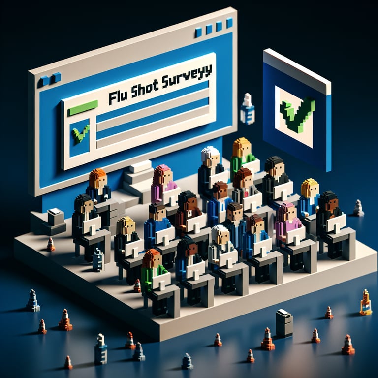 Artistic 3D voxel of employee flu shot feedback survey