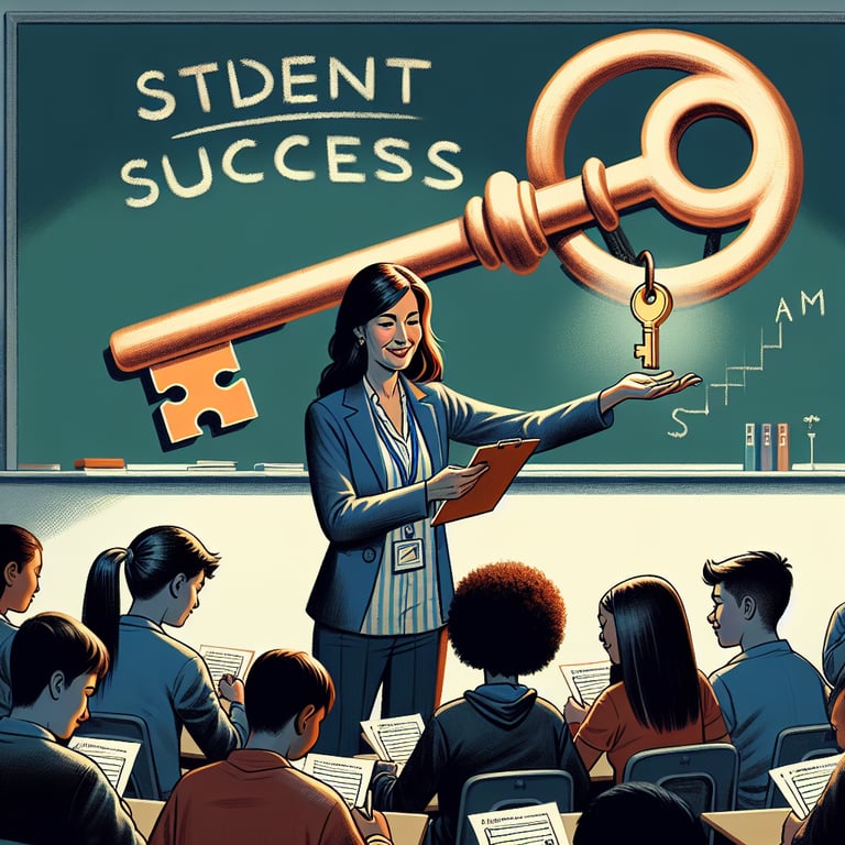 Illustration showcasing the concept of unlocking student success with High School survey questions.