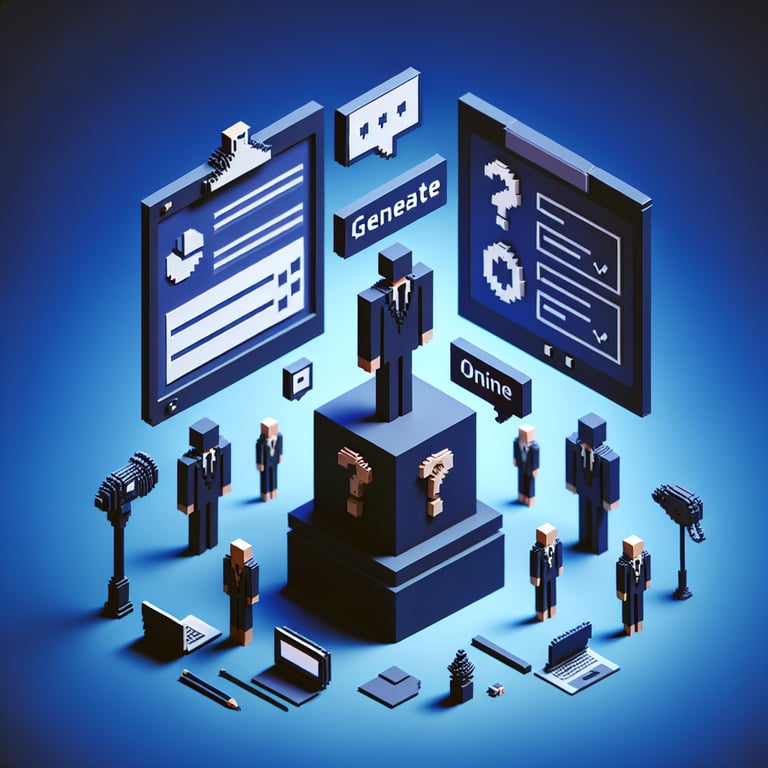 Creative 3D voxel illustration of attendee responses in an online webinar survey