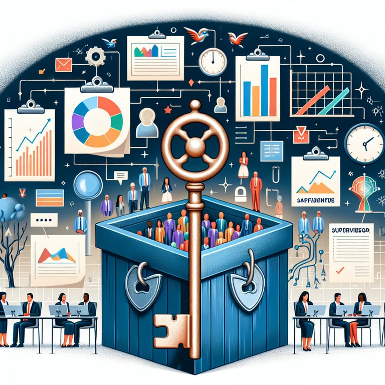 Illustration depicting the concept of Supervisor Satisfaction survey questions guide.