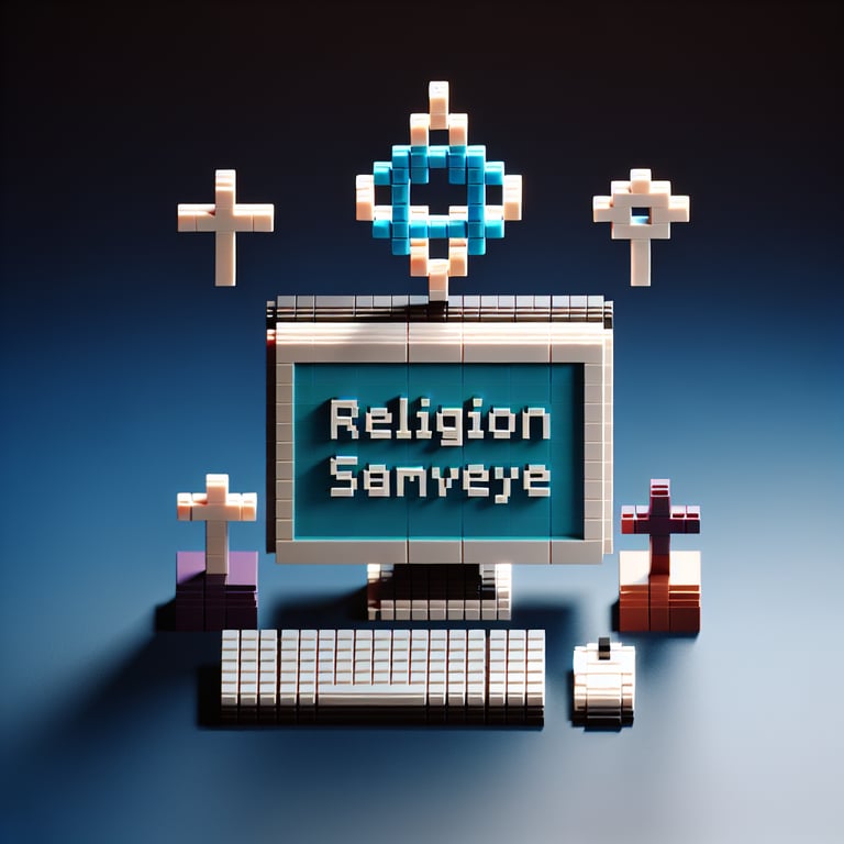 3D voxel art representing spiritual survey platform