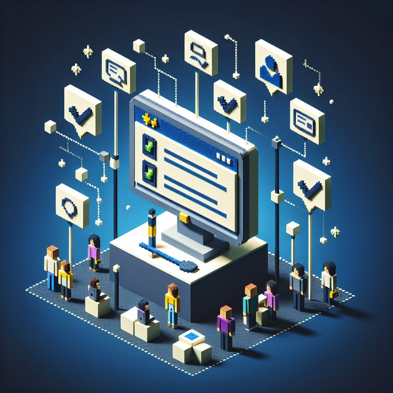 Stylized 3D voxel survey graphic for family engagement