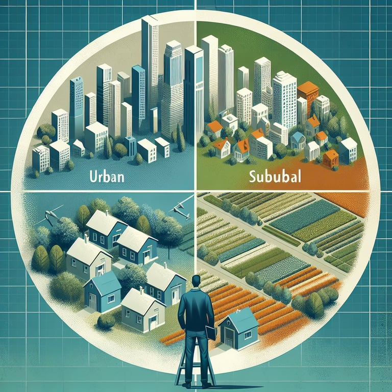 Illustration of issues explored in Urban Suburban Rural survey questions.